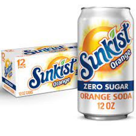 Sunkist Zero Sugar Orange Soda Can 12x12oz